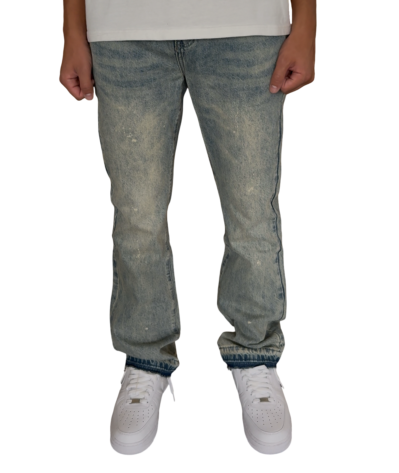 Flared White Stips Jeans
