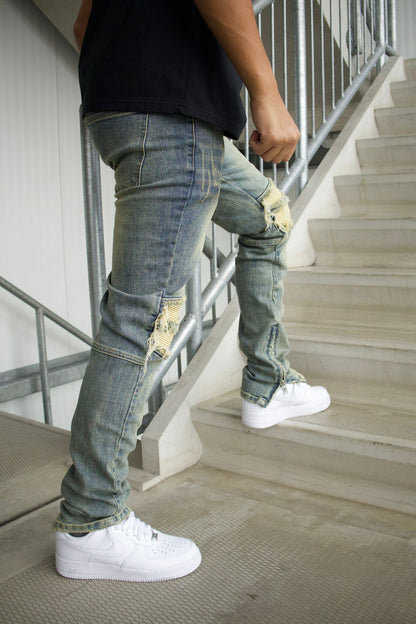 Washed Zip Jeans
