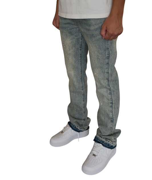 Flared White Stips Jeans