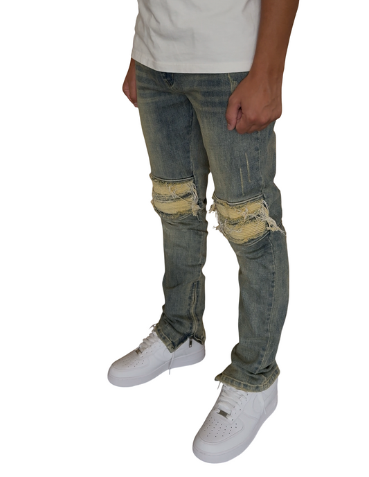 Washed Zip Jeans