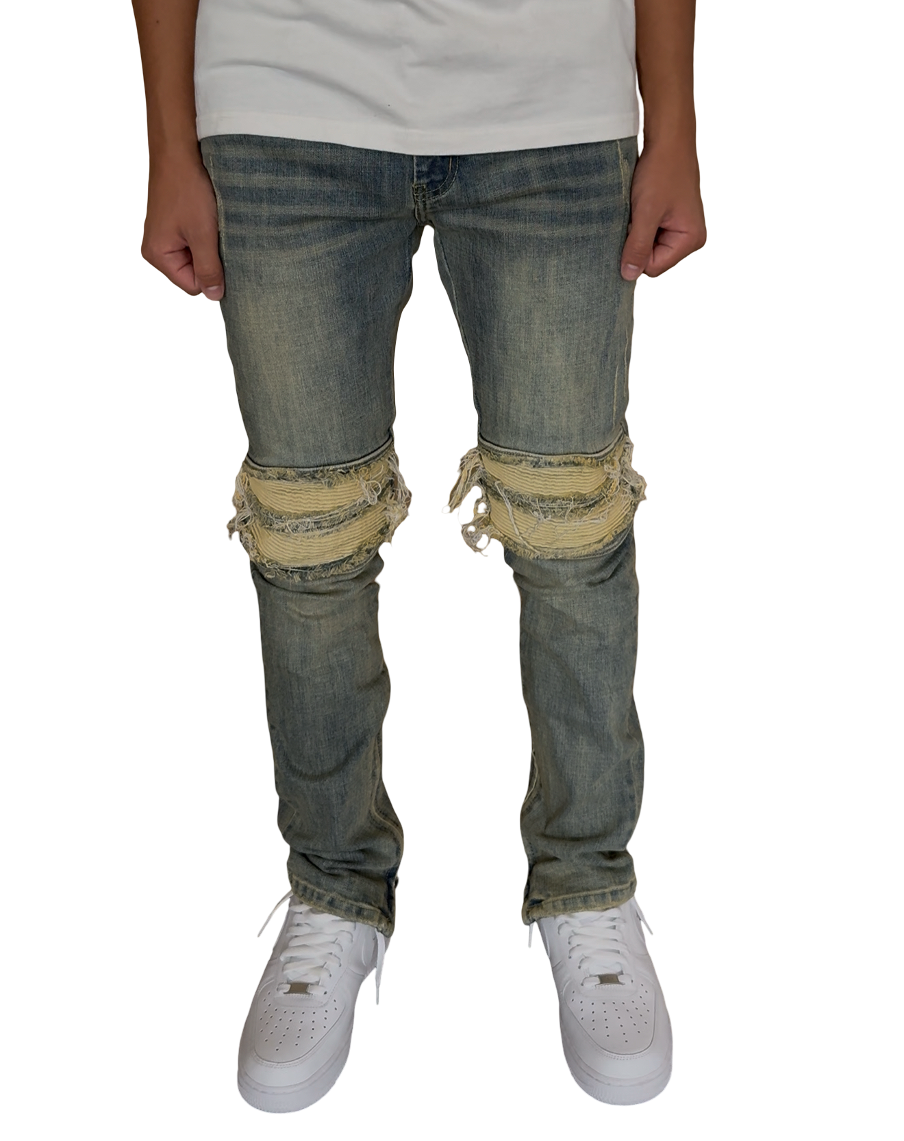 Washed Zip Jeans