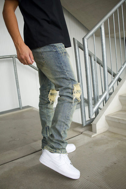 Washed Zip Jeans